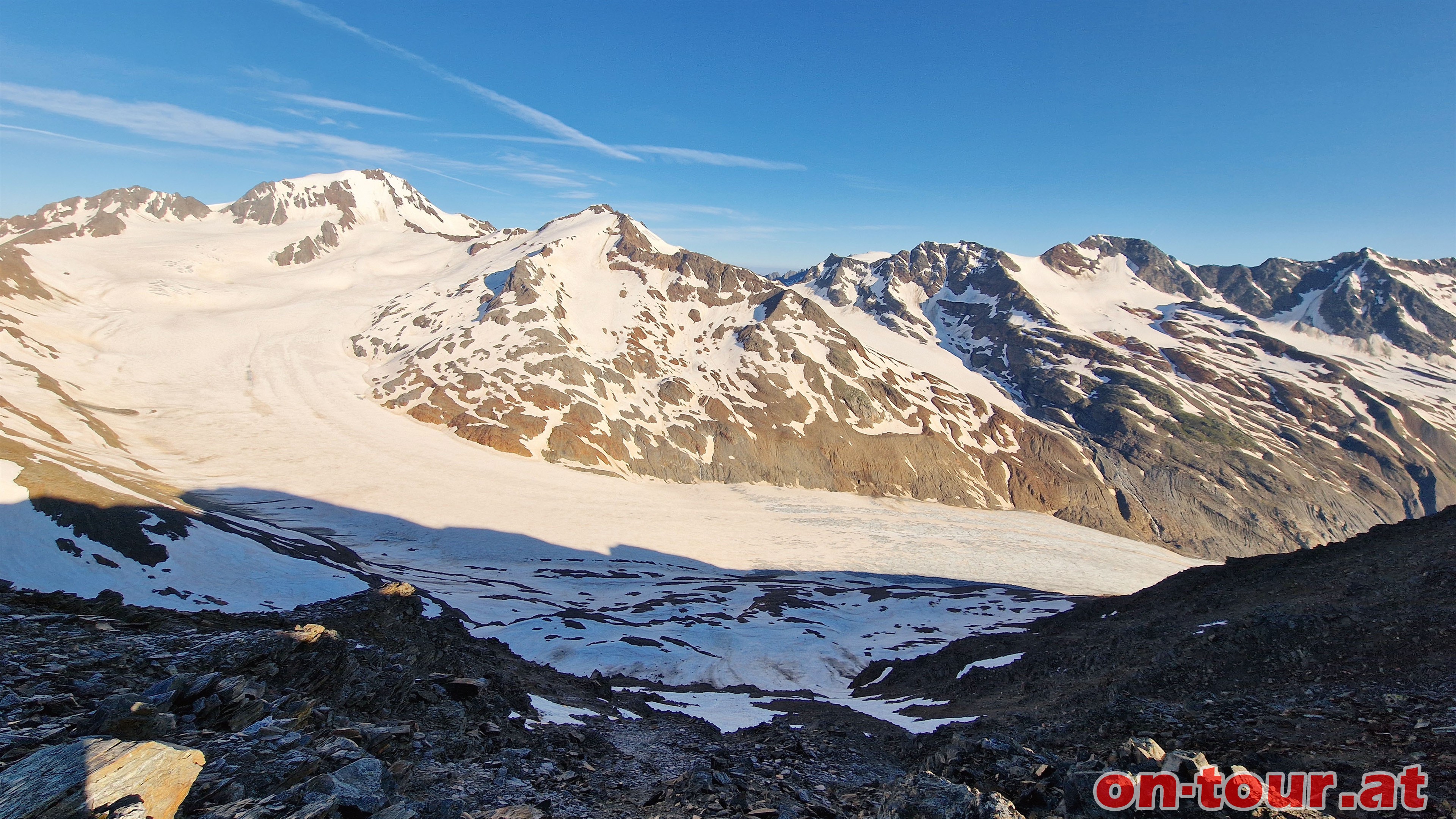 Im hintern Eis; NW-Panorama mit Weikugel, Langtauferer Spitze, Hochvernaglwand.